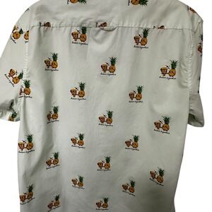 DF Men's Novelty Print Button Down Short Sleeve Shirt Pineapple Pizza